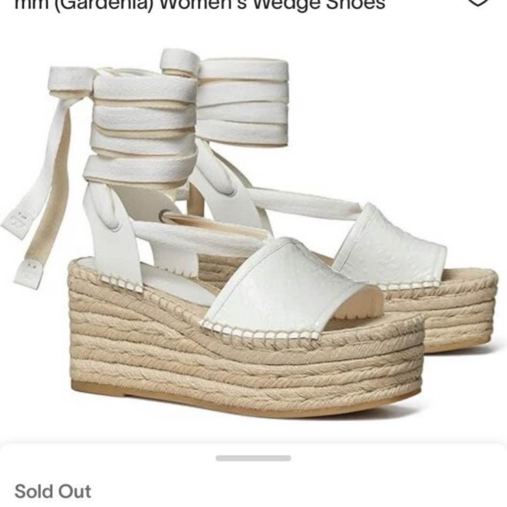 Tory Burch patent leather wedge espadrille sandals
